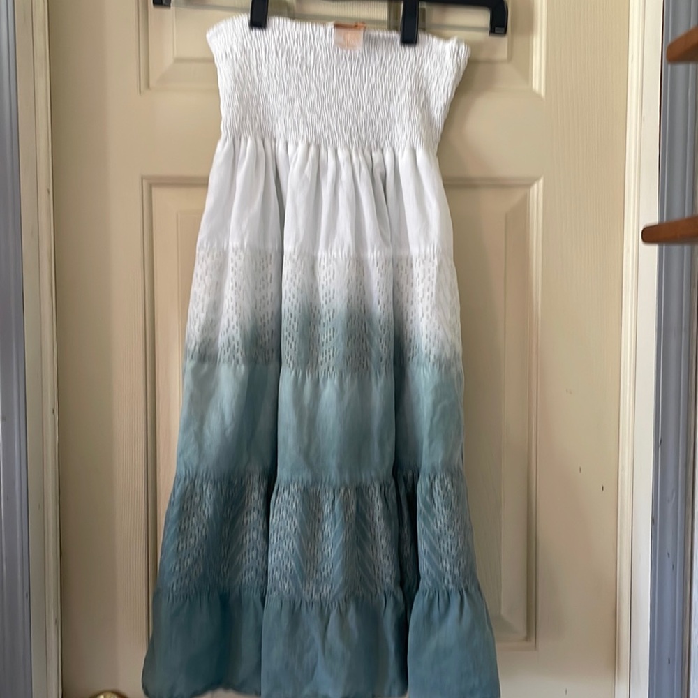 Women’s Strapless Blue/Gray/White Beachy Dress Size M